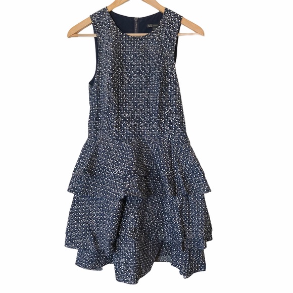 A/X Armani Exchange Dresses & Skirts - ARMANI EXCHANGE Tiered Ruffle Blue Printed Dress 4